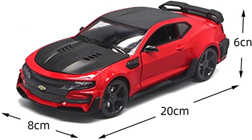 J&LILI 1:24 Modelo De Coche Diecast Toy Coche Metal Ruedas De Metal para Chevrolets Mehros Sports Car Simulation Pull Back Collection Child Coche Juguete Regalo Modelo Famoso De Automóviles,Rojo