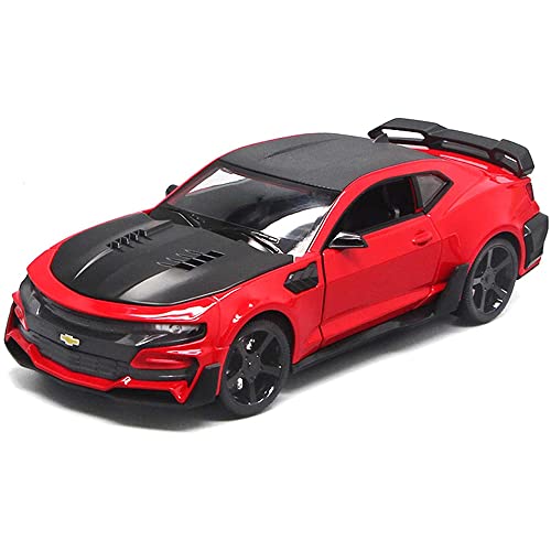 J&LILI 1:24 Modelo De Coche Diecast Toy Coche Metal Ruedas De Metal para Chevrolets Mehros Sports Car Simulation Pull Back Collection Child Coche Juguete Regalo Modelo Famoso De Automóviles,Rojo