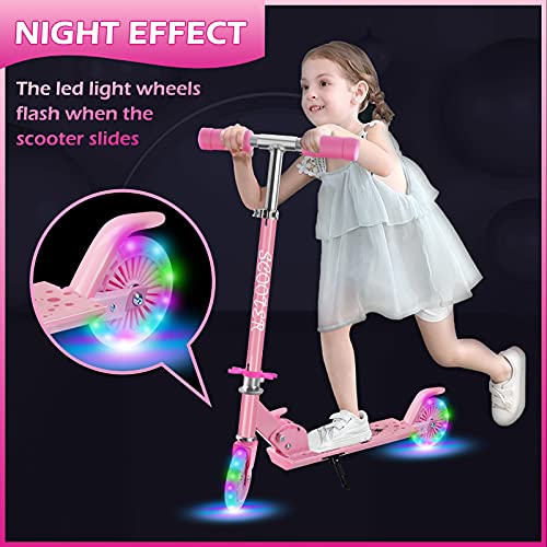 Joyhoop Patinete Niña, Patinete 2 Ruedas Plegable para Niñas con Ruedas de luz LED Diseño Patinete Niña Scooter para Niños de 2 a 10 Años.