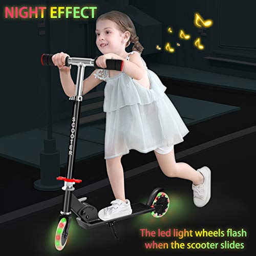 Joyhoop Patinete niño, Patinete Plegable con 2 Ruedas Patinetes para Niños con Ruedas de luz LED Diseño Patinete Scooter para Niños de 2 a 10 Años Negro