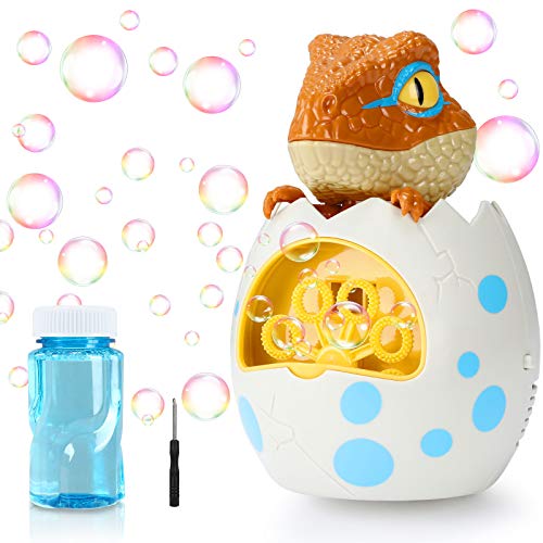 joylink Maquina Burbujas Niños, Máquina de Burbujas Automática Portátil Dinosaurio con Solución de Burbujas, Maquina Pompas Jabon Juguetes de Burbujas para Niños Baño Fiestas