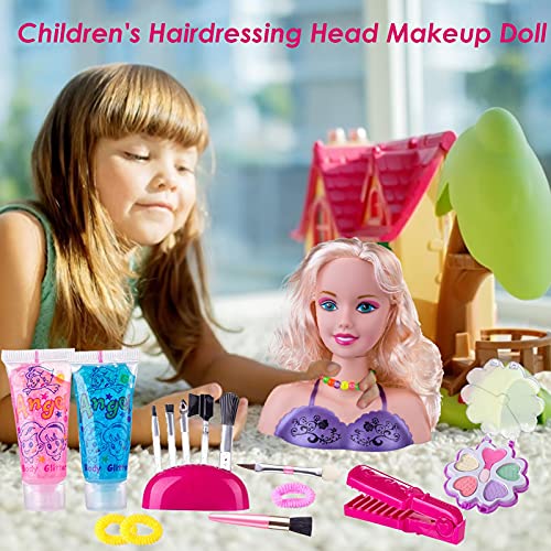 Juego De Juguetes De Muñeca De Maquillaje, 35 Piezas De Peluquería Para Niños, Muñecas De Maquillaje, Busto De Cabeza De Muñeca, Juego De Maquillaje Para Peinar El Cabello, Conjunto De Juguete De Muñe