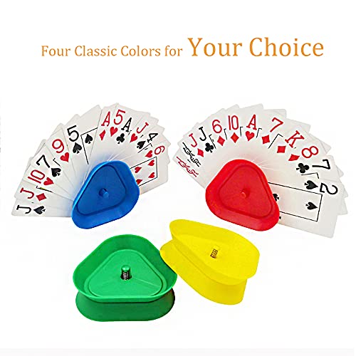 Juego de Naipes, Titular de La Tarjeta de Juego, Soporte para Juego de Cartas, Soporte para Naipes, para Niños, Adultos, Personas Mayores, Discapacitados (Rojo, Verde, Azul, Amarillo)