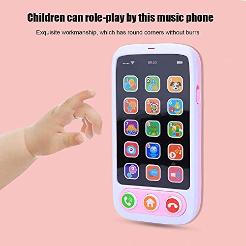 Juguete electrónico para teléfono inteligente, teléfono simulado con música ligera Juego de contar la máquina de contar historias para niños Bebé(Pink)