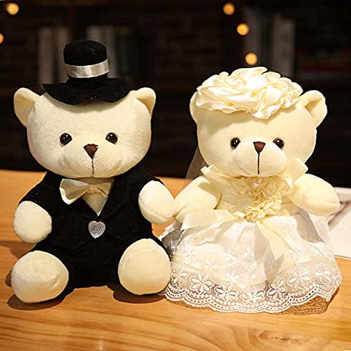 Juguetes Blandos 2 unids/Lote 15 cm Pareja Linda Osos de Boda Juguetes de Peluche Kawaii Sweetheart Teddy Bear Muñecas Relleno Suave Juguetes Amantes Niñas Regalos de cumpleaños TINGG