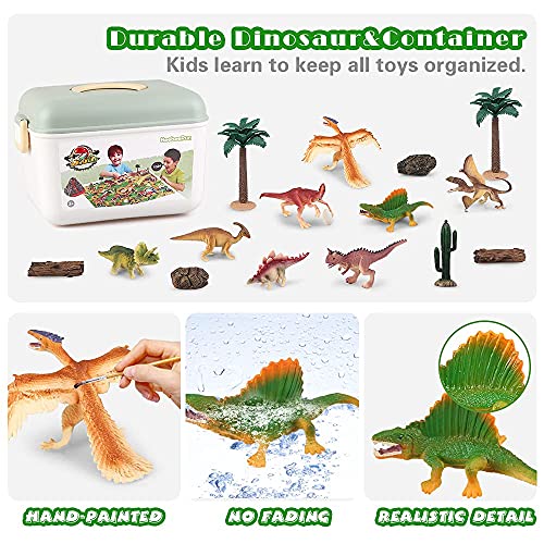 Juguetes de dinosaurios con 100 x 81 cm, juego de dados de figuras de dinosaurio realista educativo para crear un mundo de dinos, incluye T-Rex,Triceratops regalos para niños y niñas de 3 4 5 6