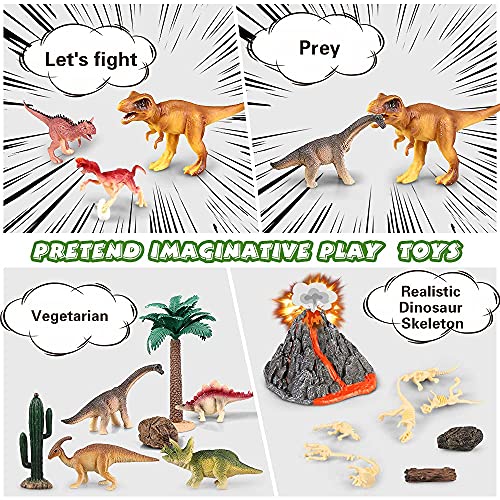 Juguetes de dinosaurios con 100 x 81 cm, juego de dados de figuras de dinosaurio realista educativo para crear un mundo de dinos, incluye T-Rex,Triceratops regalos para niños y niñas de 3 4 5 6