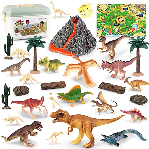 Juguetes de dinosaurios con 100 x 81 cm, juego de dados de figuras de dinosaurio realista educativo para crear un mundo de dinos, incluye T-Rex,Triceratops regalos para niños y niñas de 3 4 5 6