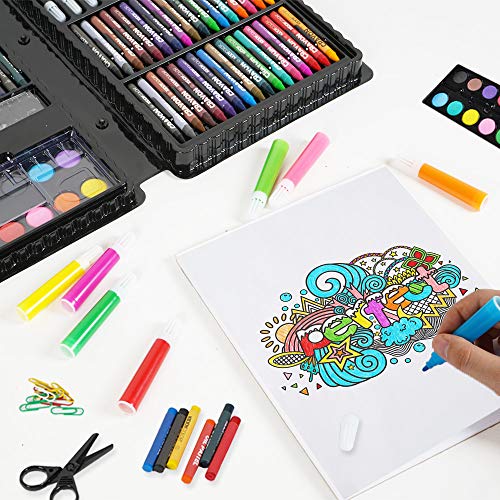 KIDDYCOLOR Conjunto Arte Deluxe en Maletín, para Niños Set Material Escolar , Incluye lápices de Colores, Pasteles de óleo, Acuarelas, Pinceles para Pintar (109 Piezas)