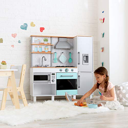 KidKraft- Gourmet Chef Cocina de juguete de madera con máquina de hielo, Color Gris (53421)