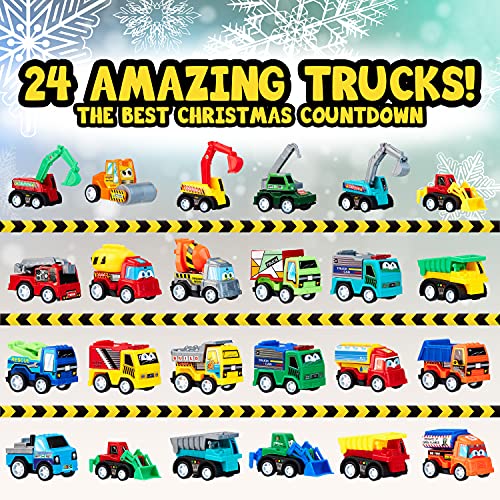 KreativeKraft Calendario Adviento Infantil 2021 con 24 Sorpresas de Camiones y Coches de Juguete (Construction Trucks)