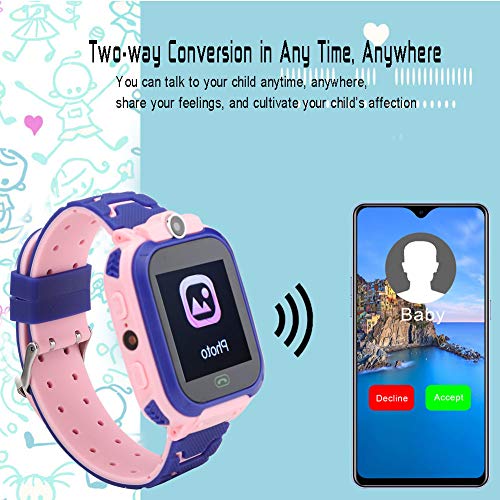 KUIDAMOS Reloj De Pulsera Digital, XP67, Resistente Al Agua, Resistente Al Agua, Reloj Inteligente HD, Protección Ocular, Pantalla Táctil para Niños, Regalo De 3 A 12 Años(Rosado)