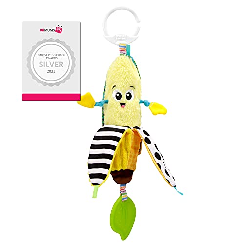 LAMAZE Bea the Banana, clip en el cochecito y cochecito de bebé recién nacido, juguete sensorial para bebés con colores y sonidos, juguete de desarrollo para niños y niñas de 0 a 24 meses