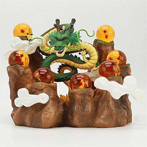 Laoji Juego completo de figuras de acción de Dragon Ball Shenron, bolas de 7 x 3,5 cm y 16 cm de dragón y base de montaña