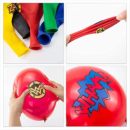 LATERN Conjunto De Banner De Globos De Superhéroe, Banner De Feliz Cumpleaños Superhéroe, 24Pz Globos, 11Pz De Adornos Para Tartas - Para Decoración De Fiesta De Cumpleaños Del Tema De Los Vengadores