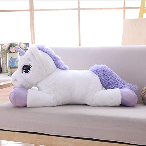 LEIhhdy 25-110cm Unicornio de Peluche de Juguete Suave Relleno arcoíris Unicornio muñeca Animal Caballo Juguete Regalos niños niñas 80cm Blanco