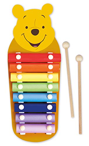 Lena 52950 Xylofon Disney Winnie The Pooh - xilófono de Madera con 8 plaquetas de Metal y 2 Baquetas de Madera, Instrumento de percusión para niños a Partir de 24 m+, diseño de Oso de Peluche