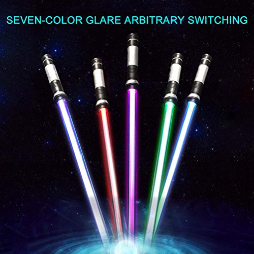 Lightsaber Chopsticks - Juego de 2 espadas luminosas extensibles con cambio de color RGB electrónico, sable de luz LED 2 en 1, espada extensible y plegable, con sonido