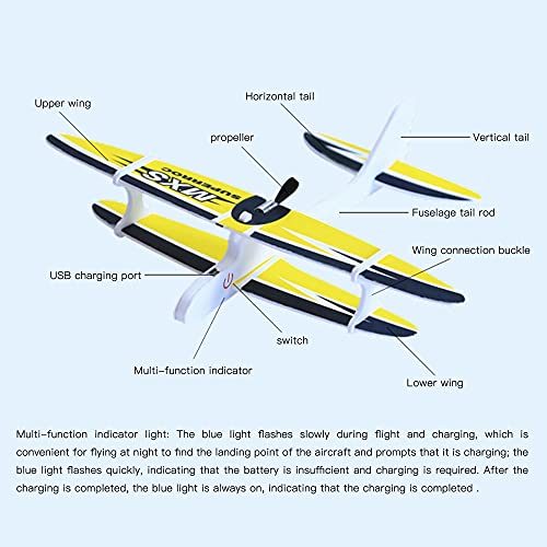 LILI Avión Eléctrico Avión De Combate Avión De Burbujas ala Fija Modelo De Avión De Lanzamiento A Mano Juguete De Eyección Luminoso,Yellow