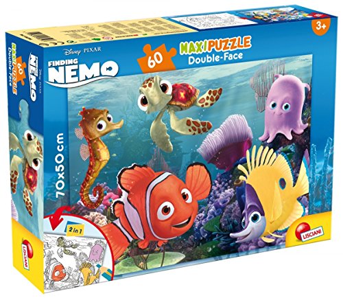 Lisciani Puzzle Maxi Floor para niños de 60 piezas 2 en 1, Doble Cara con reverso para colorear - Disney Nemo 48243