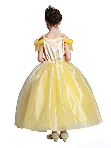 Lito Angels Disfraz de Bella y la Bestia Vestido de Princesas Bella con Accesorios para Niña Talla 10-11 Años, Amarillo