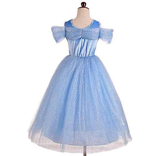 Lito Angels Disfraz de Princesa Cenicienta con Mariposa para Bebe Niña, Vestido de Fiesta de Cumpleaños, Talla 18-24 meses, Azul