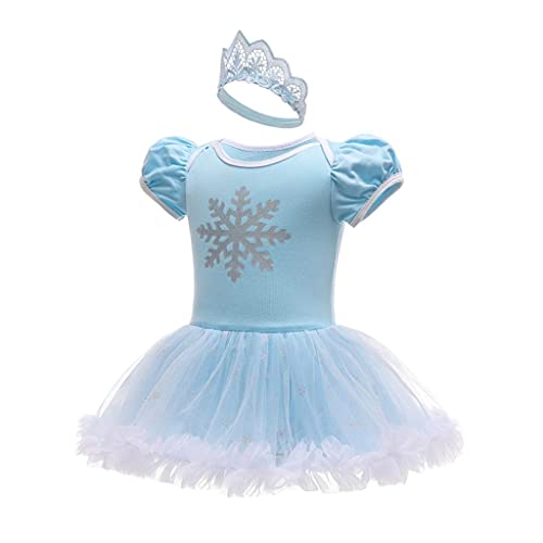 Lito Angels Disfraz de Princesa Elsa para Bebé Niñas, Body Mamelucos Onesie Vestido de Fiesta Cumpleaños con Diadema Talla 3-6 Meses, Azul