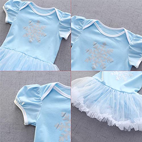 Lito Angels Disfraz de Princesa Elsa para Bebé Niñas, Body Mamelucos Onesie Vestido de Fiesta Cumpleaños con Diadema Talla 3-6 Meses, Azul