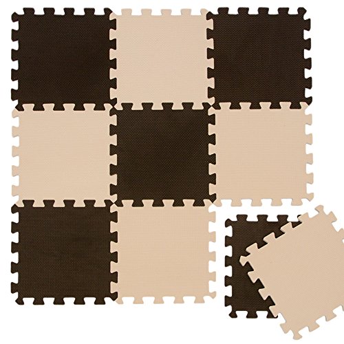 LittleTom Alfombras Puzzle para Bebé Alfombrilla Suelo Goma EVA Marrón Beige