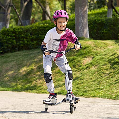 Lonlier - Patinete en forma de Y con 3 ruedas. Plegable, propulsado mediante balanceo, para niños de 5 a 8 años, Infantil, negro