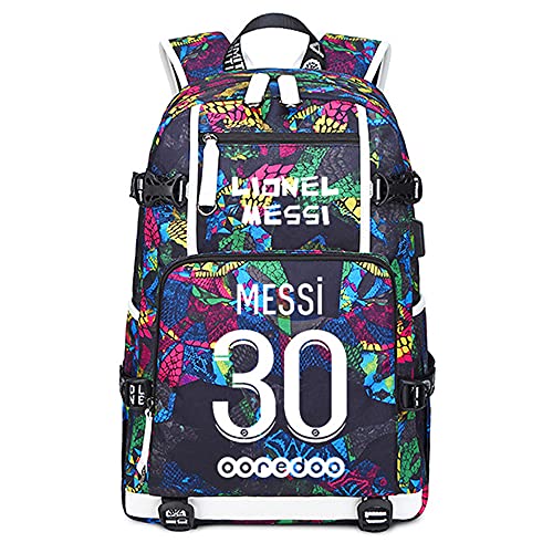 Lorh's store Jugador de fútbol Estrella Lionel Messi Luminosa Mochila multifunción Numero 10 Estudiante de Viaje Mochila fanáticos del fútbol Mochila para Hombres Mujeres (Estilo 3)