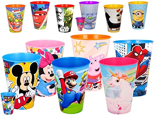 Lote de 15 Vasos Rígidos Infantiles Decorativos"Disney" Surtidos. Vajillas y Cuberterías. Juguetes y Regalos Baratos para Fiestas de Cumpleaños, Bodas, Bautizos, Comuniones y Eventos. DC (SUPERZINGS)