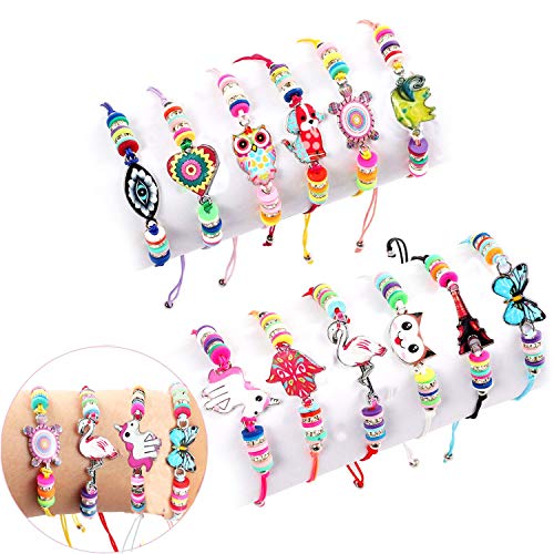 Lrikas 12 Piezas Pulsera Amistad Pulsera Niña Pulsera Unicornio Pulseras de Cuerda Trenzada Brazalete Joyería Niña Regalo de Cumpleaños de Fiesta