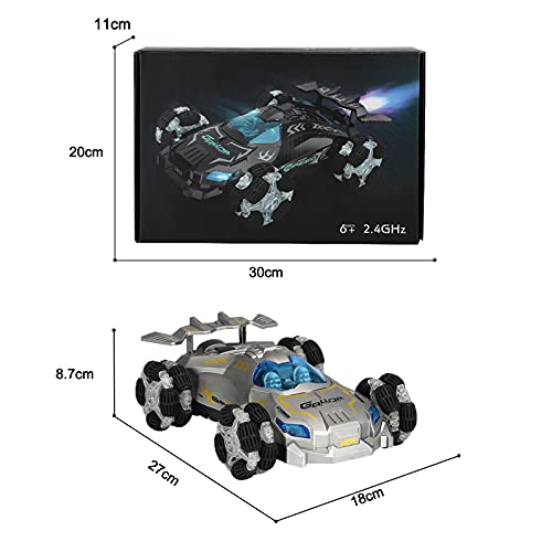 Maegoo Coche Teledirigido, Coche de Control Remoto con Luz LED, Giratorio 360° Rociar Deriva Coche, 4WD Alta Velocidad Todoterreno Recargable RC Coche para Niños Juguete Regalo de Cumpleaños