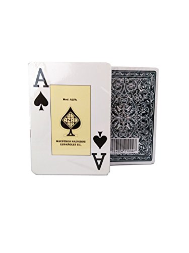 Maestros Naiperos- Alfa baraja Poker, Jumbo, 55, Cartas, Estuche de plástico, Calidad Gran Casino, Color Azul y Rojo (envío Aleatorio) (130003092)