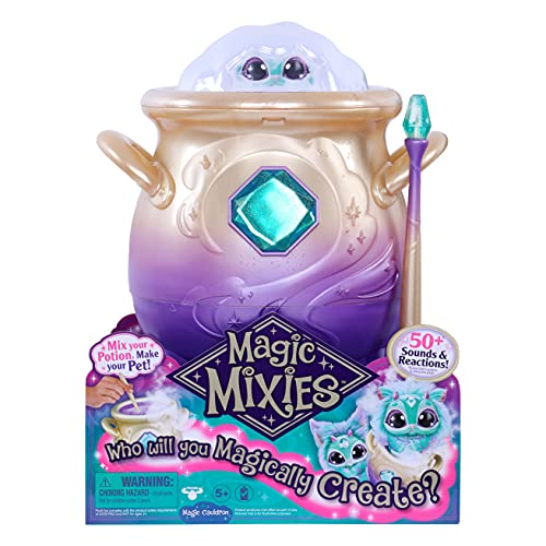 Magic Mixies Caldero mágico con Niebla y Peluche Interactivo Azul de 20 cm, Color, Bleue (Moose Toys 14652)