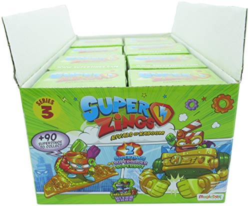 Magicbox - SUPERZINGS Serie 3 Conjunto Completo 8 Dual Box 16 Figuras 8 Superslider + 8 Superbot Original Super Zings