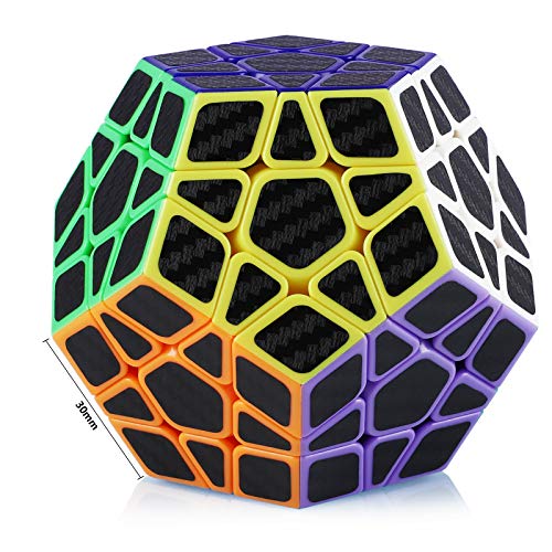 Maomaoyu Megaminx Cubo 3x3 3x3x3 Dodecaedro Profesional Puzzle Magico Cubo de la Velocidad Fibra De Carbono Negro