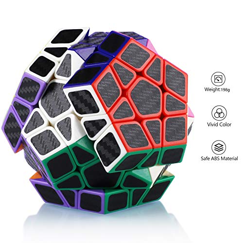 Maomaoyu Megaminx Cubo 3x3 3x3x3 Dodecaedro Profesional Puzzle Magico Cubo de la Velocidad Fibra De Carbono Negro