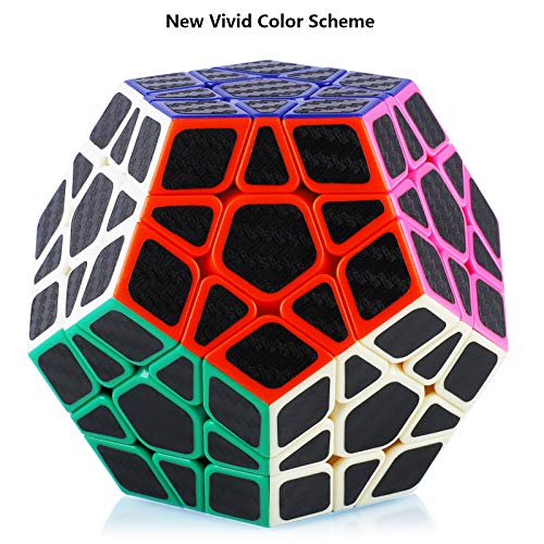 Maomaoyu Megaminx Cubo 3x3 3x3x3 Dodecaedro Profesional Puzzle Magico Cubo de la Velocidad Fibra De Carbono Negro