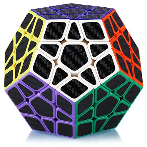 Maomaoyu Megaminx Cubo 3x3 3x3x3 Dodecaedro Profesional Puzzle Magico Cubo de la Velocidad Fibra De Carbono Negro