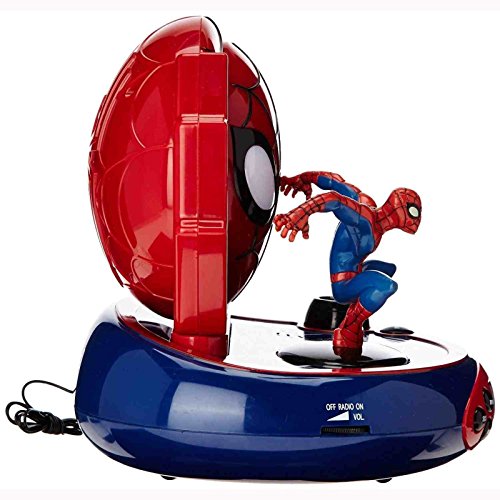 Marvel, Reloj Despertador con proyector Spider-Man, Luz de Noche incorporada, proyección de Tiempo en el Techo, Efectos de Sonido, Funciona con batería, niño, Azul/Rojo, RP500SP