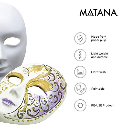 MATANA - 10 Máscaras Blancas para Pintar y Decorar - DIY Máscara Blanca Cosplay, Fiestas/ Careta Halloween /Ideal para Manualidades Originales