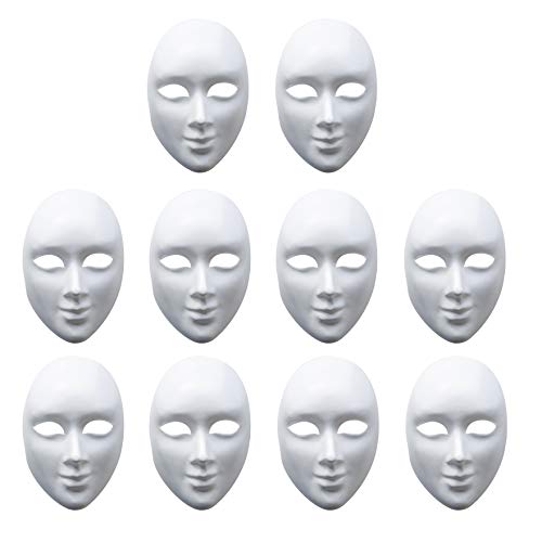 MATANA - 10 Máscaras Blancas para Pintar y Decorar - DIY Máscara Blanca Cosplay, Fiestas/ Careta Halloween /Ideal para Manualidades Originales