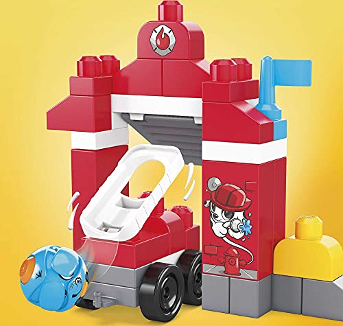 Mega Bloks Peek A Blocks Estación de bomberos, bloques de construcción para niños +1 año (Mattel GYH11)