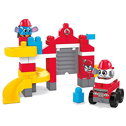 Mega Bloks Peek A Blocks Estación de bomberos, bloques de construcción para niños +1 año (Mattel GYH11)