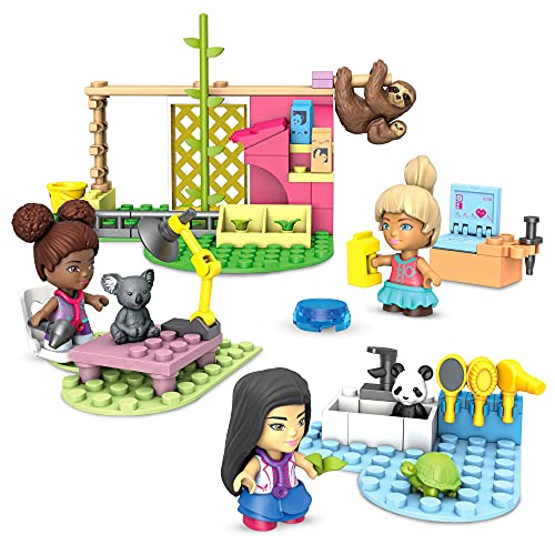 Mega Construx Barbie Cuidado de animales, clínica veterinaria de juguete con muñecas, bloques de construcción y accesorios (Mattel GYH09)