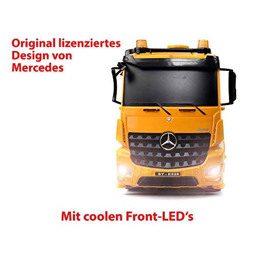 Mercedes-Benz arocs de Original 2.4 GHz RC Control Remoto (Cemento batidora Hormigonera Truck Camiones, batería recargable, salpicaduras de agua, función de sonido y LED de efectos, 1: 26 Escala