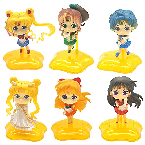 Mini Figura De Sailor Moon, Hilloly 6 Piezas Mini Figuras, Toppers De Tarta De Anime De Sailor Moon, Sailor Moon Mini Figuras Muñecas Modelo