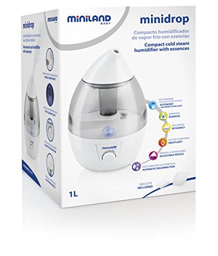 Miniland Minidrop - Humidificador de esencias de tamaño reducido, Color Blanco